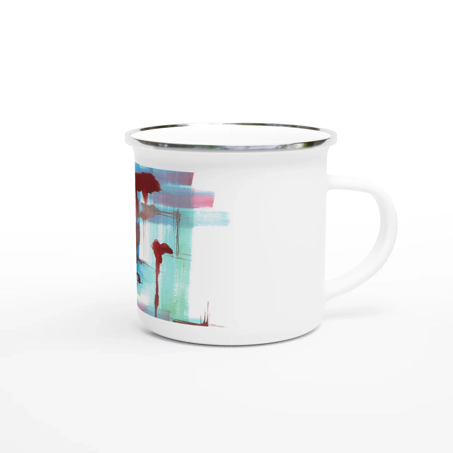 Mug en émail blanc 35 cl Structures Liquides – Léger, vintage et résistant - Laure Leprince - Artiste Peintre