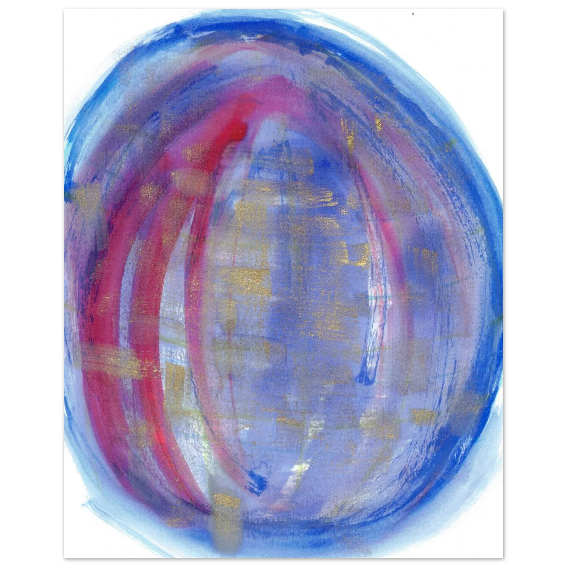 Cosmic Aura Abstract Watercolor Poster – Vibrant Blue, Magenta & Gold, Premium Matte Finish - Laure Leprince - Artiste Peintre