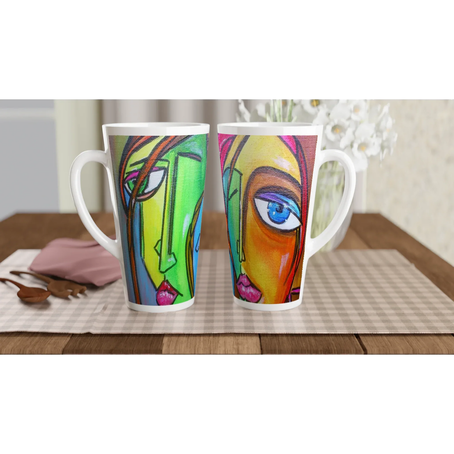 Mug céramique 500 ml pour café au lait trouncho – Élégance, capacité et qualité - Laure Leprince - Artiste Peintre