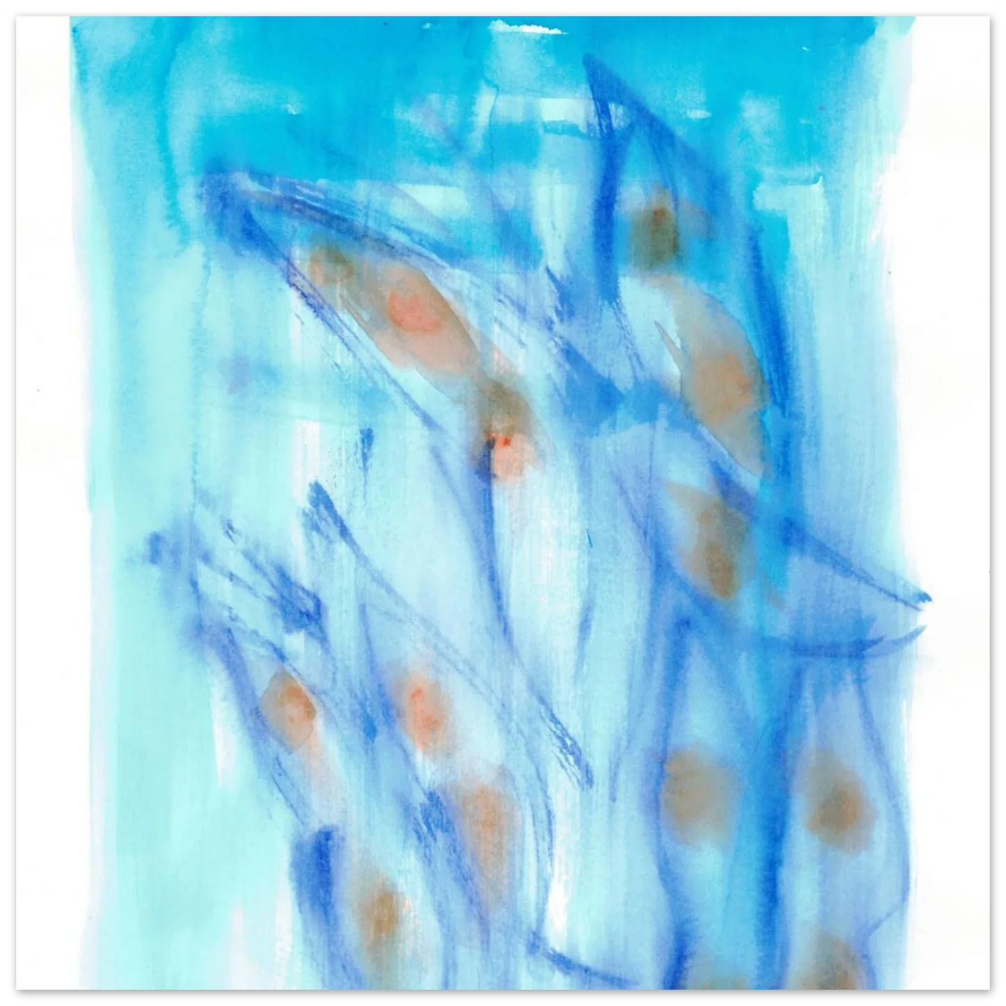 Abstract Aqua Flow Poster Premium Matte Paper Poster - Serene Watercolor Art for Your Home - Laure Leprince - Artiste Peintre
