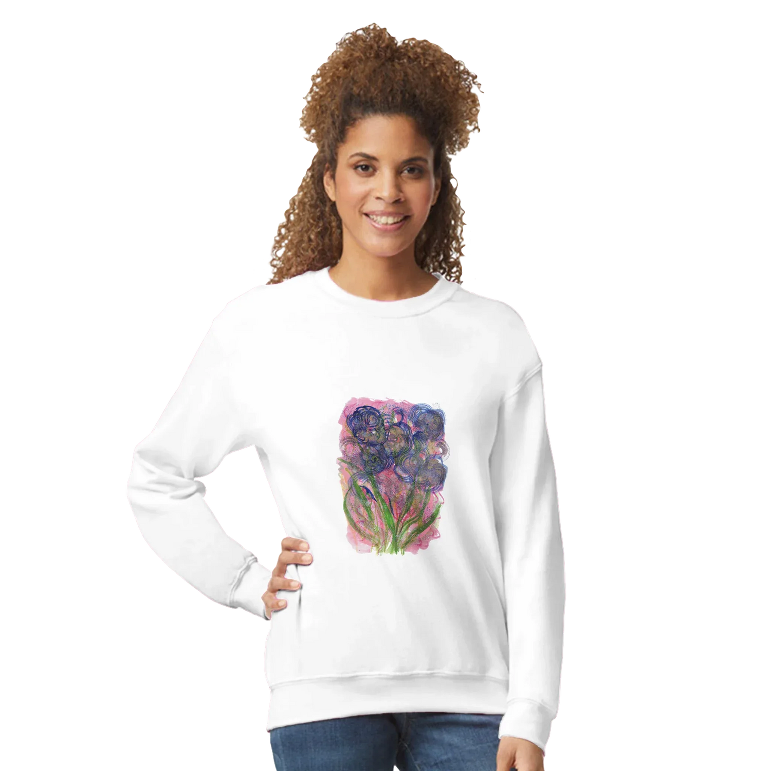 Sweatshirt Unisexe Classique Bloom Vortex– Impression Artistique Multicolore - Laure Leprince - Artiste Peintre