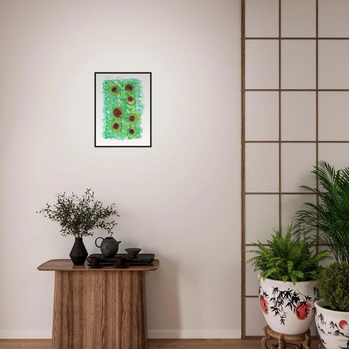 Affiche Encadrée Museum-Quality Matte Paper Wooden Framed Green Echo - Laure Leprince - Artiste Peintre
