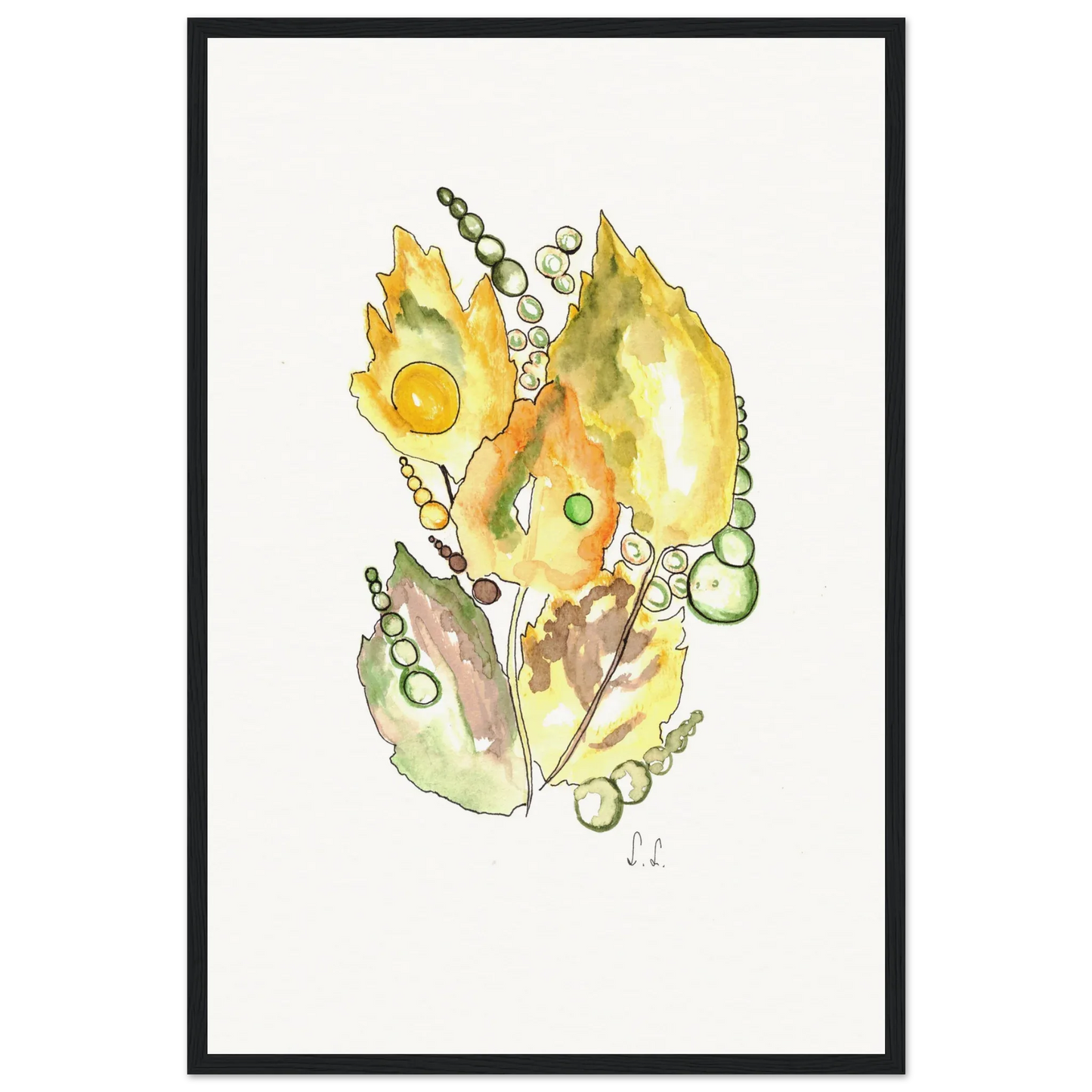 Museum-Quality Matte Paper Wooden Framed Poster Feuillaison - Laure Leprince - Artiste Peintre