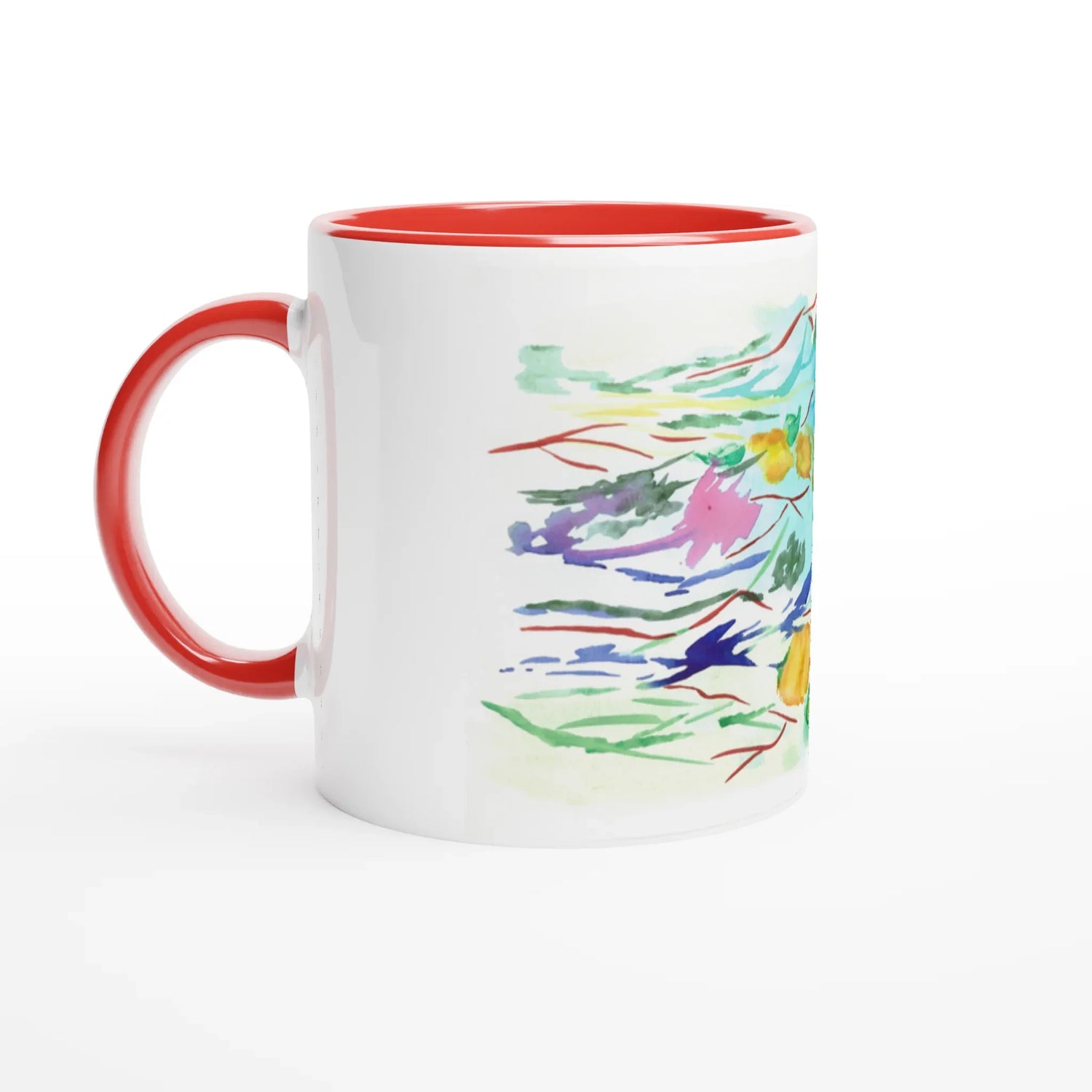 Mug en céramique blanche 325 ml Jardin Lumineux – Élégance, sécurité et durabilité - Laure Leprince - Artiste Peintre