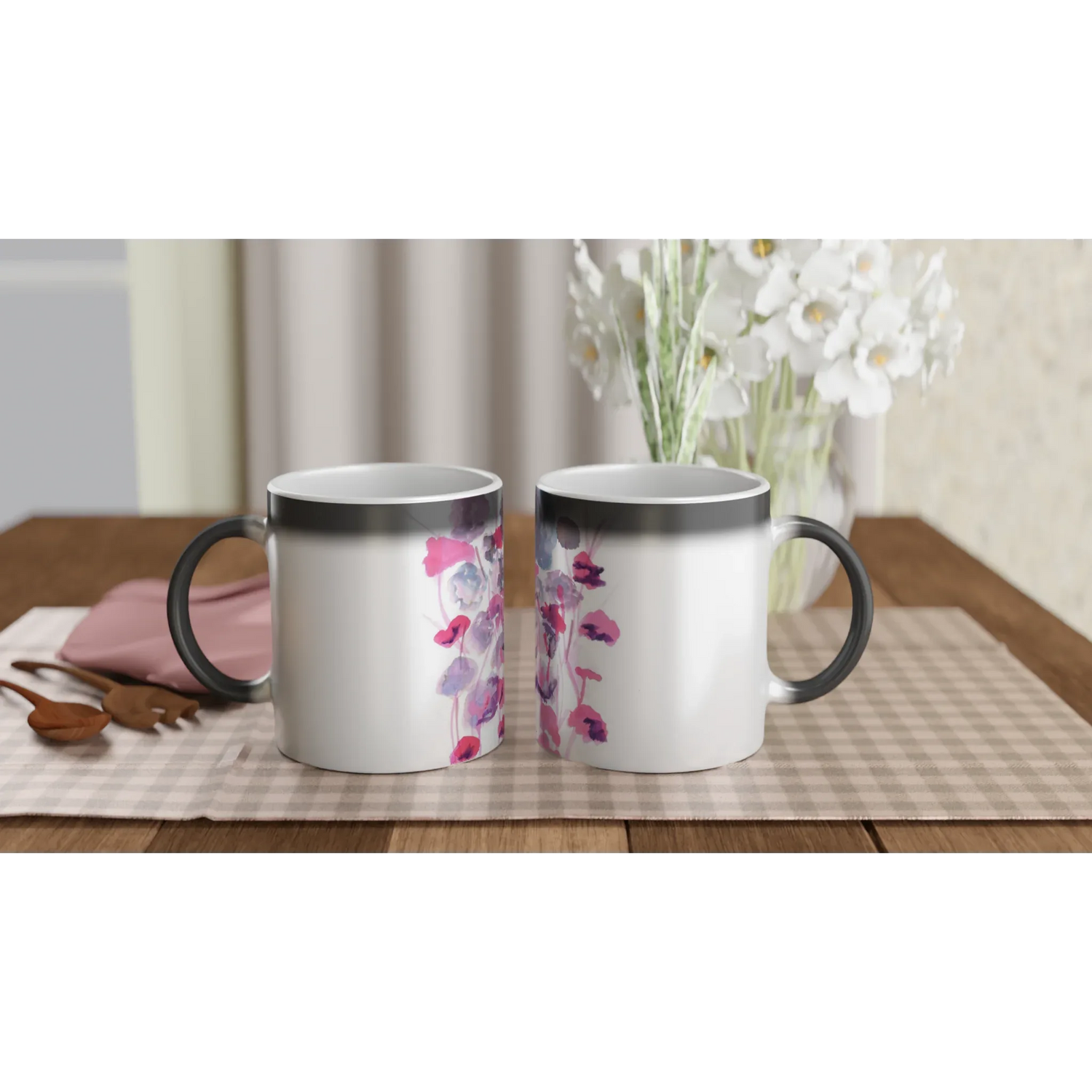 Mug magique en céramique 325 ml Jardin des Ombrelles – Révèlez votre motif à la chaleur - Laure Leprince - Artiste Peintre