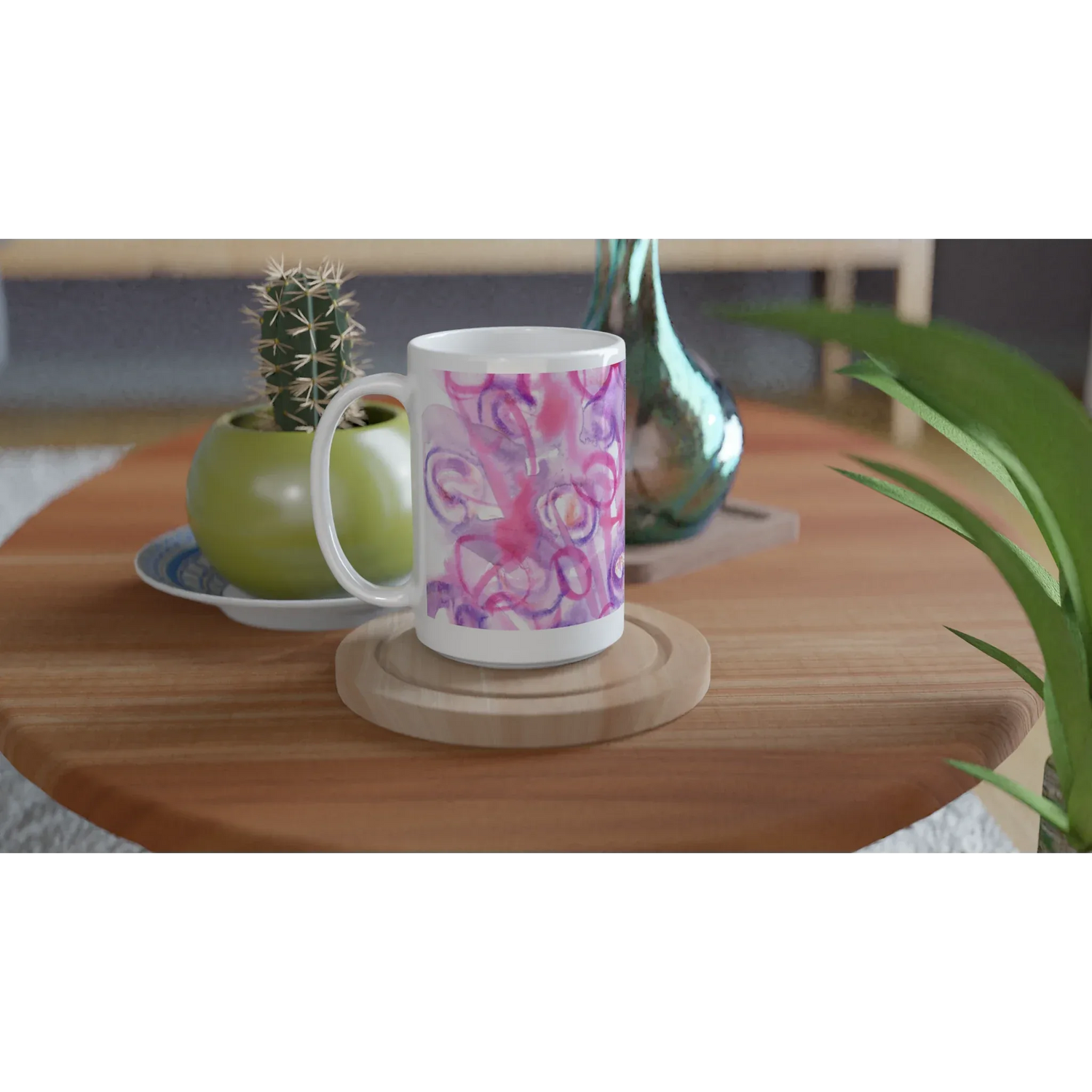 Mug en céramique blanche 44 cl Floraison Intime Grand format, design et qualité durable - Laure Leprince - Artiste Peintre