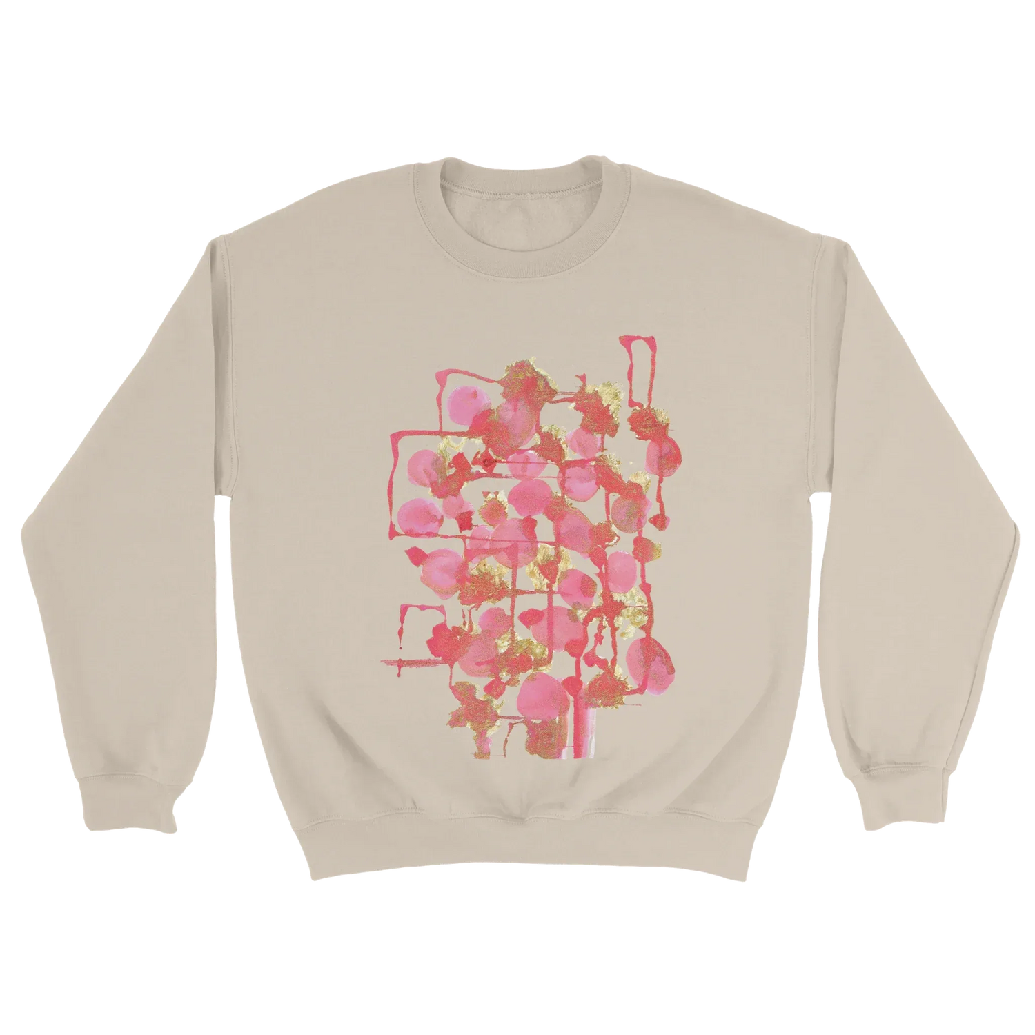 Sweatshirt Unisexe Classique Reseau Framboise – Impression Artistique Multicolore - Laure Leprince - Artiste Peintre