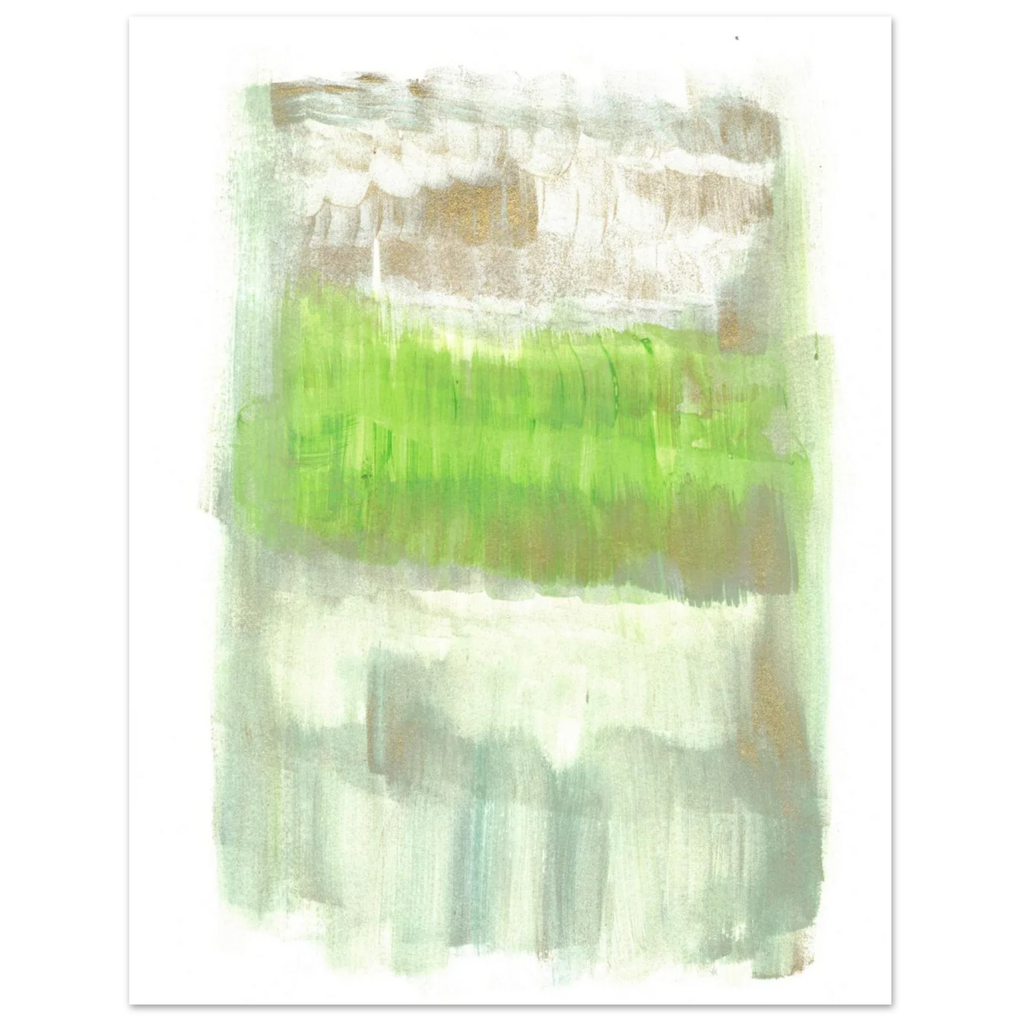 Abstract Spring Meadow with Gold Shimmer - Premium Matte Paper Poster RDJ3-1 - Laure Leprince - Artiste Peintre