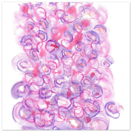 Abstract Swirls Watercolour Poster in Pink & Purple - Premium Matte Paper Art Print RDJ3-1 - Laure Leprince - Artiste Peintre