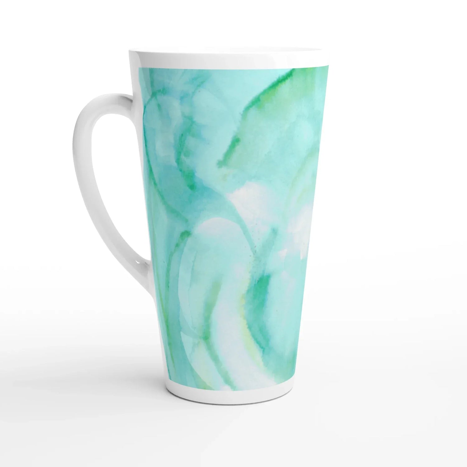 Mug à Latte en Céramique 500 ml Aqua Bloom – Élégant, durable et brillant - Laure Leprince - Artiste Peintre
