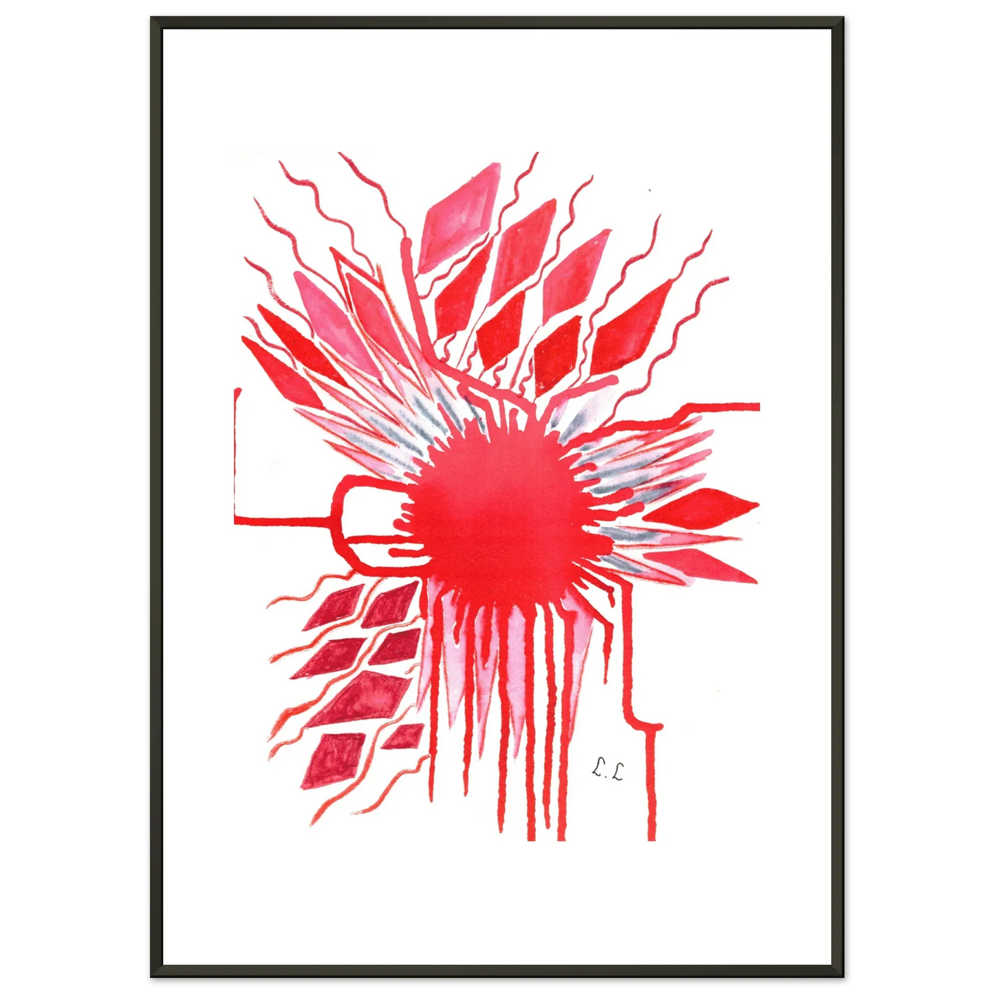 Classic Semi-Glossy Paper Metal Framed Poster Rouge - Laure Leprince - Artiste Peintre