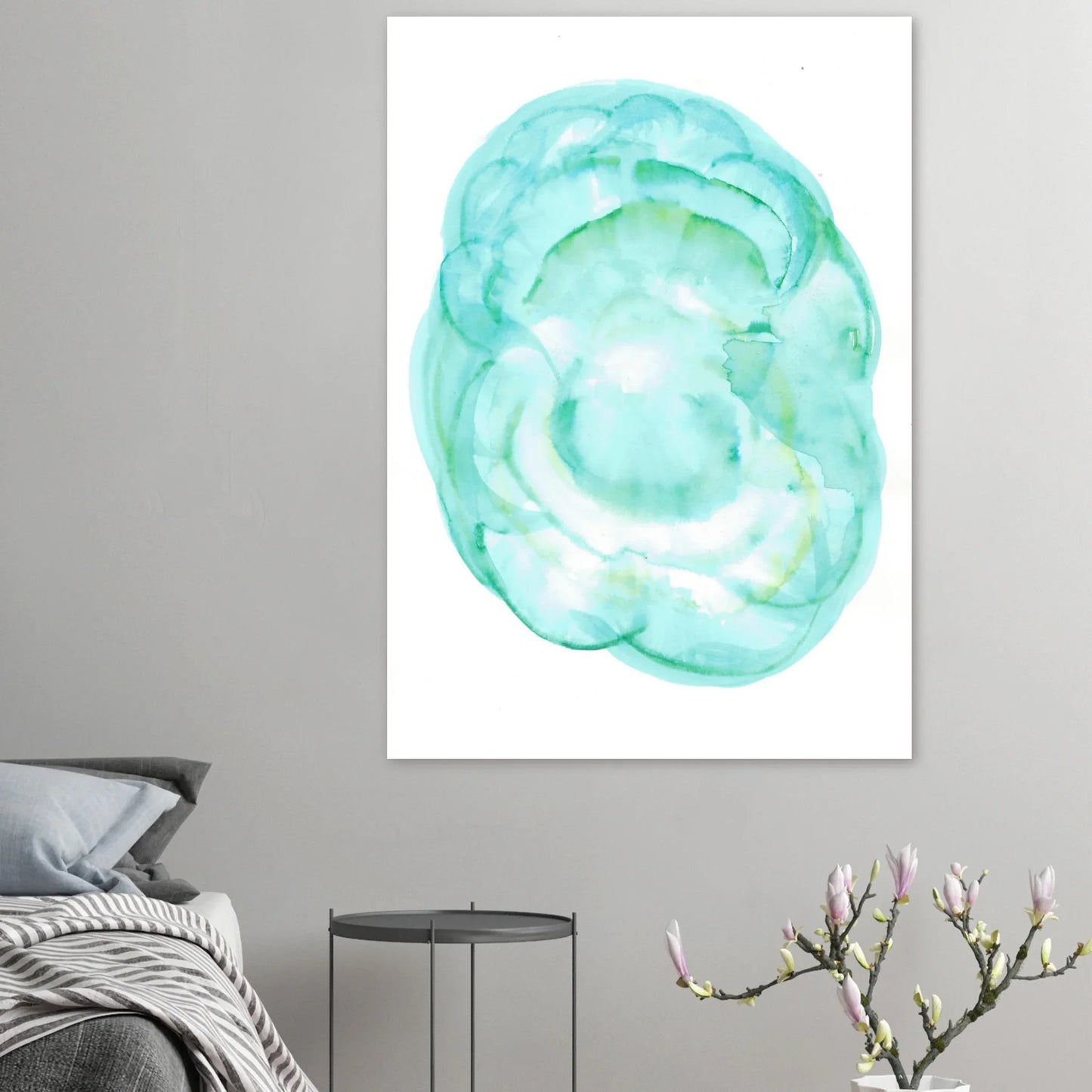 Oceanic Dream Premium Matte Poster - Serene Teal & Green Abstract Watercolor Art - Laure Leprince - Artiste Peintre
