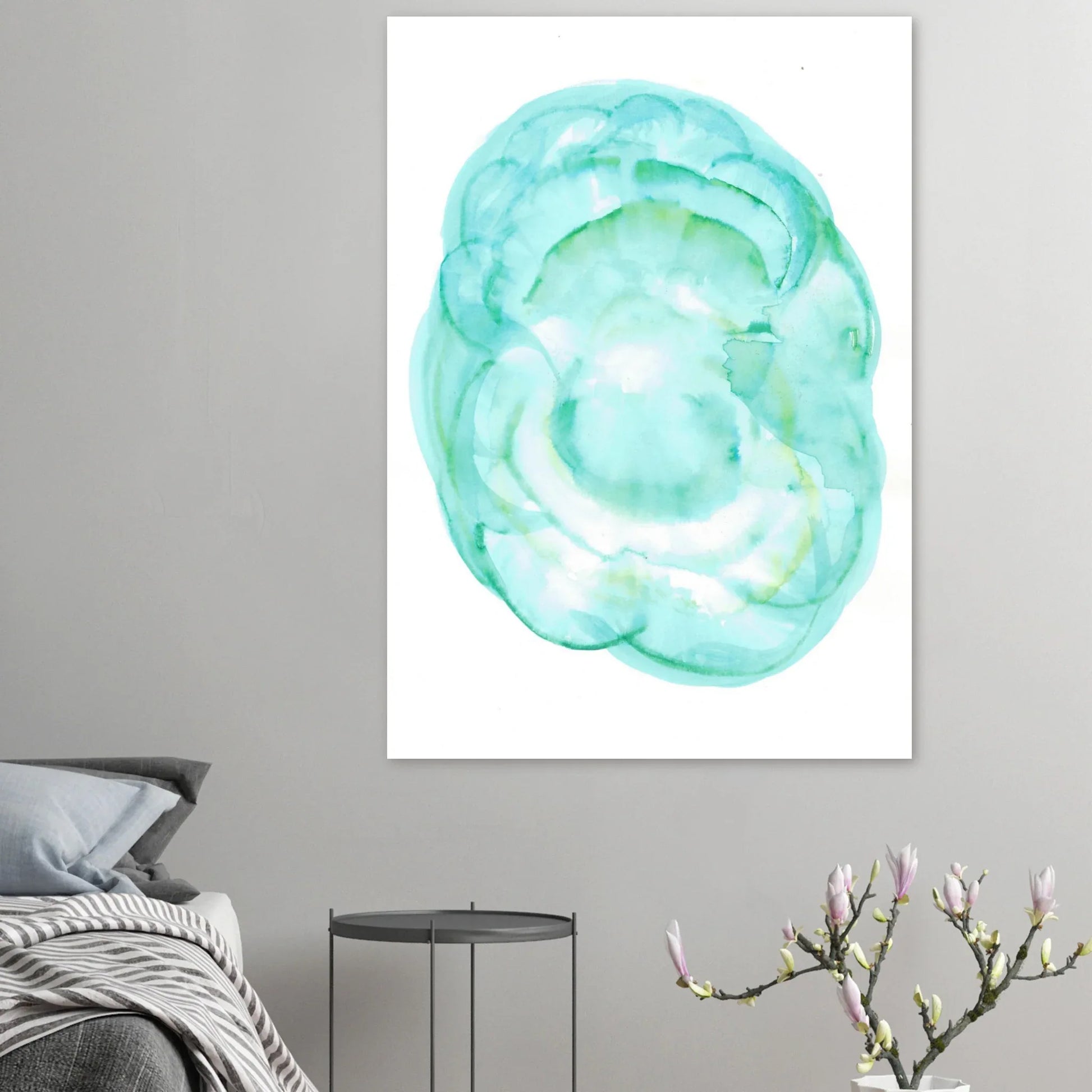 Oceanic Dream Premium Matte Poster - Serene Teal & Green Abstract Watercolor Art - Laure Leprince - Artiste Peintre
