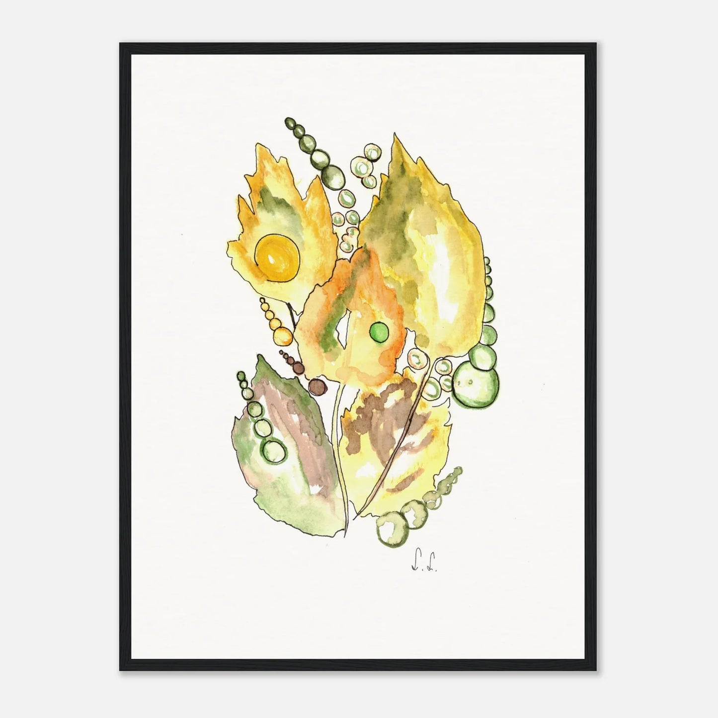 Museum-Quality Matte Paper Wooden Framed Poster Feuillaison - Laure Leprince - Artiste Peintre
