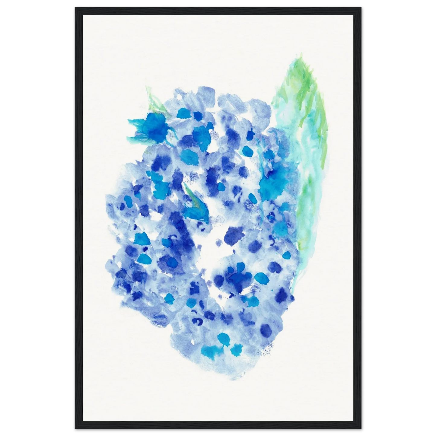 Affiche Encadrée Museum-Quality Matte Paper Wooden Framed Hortensia Celeste - Laure Leprince - Artiste Peintre