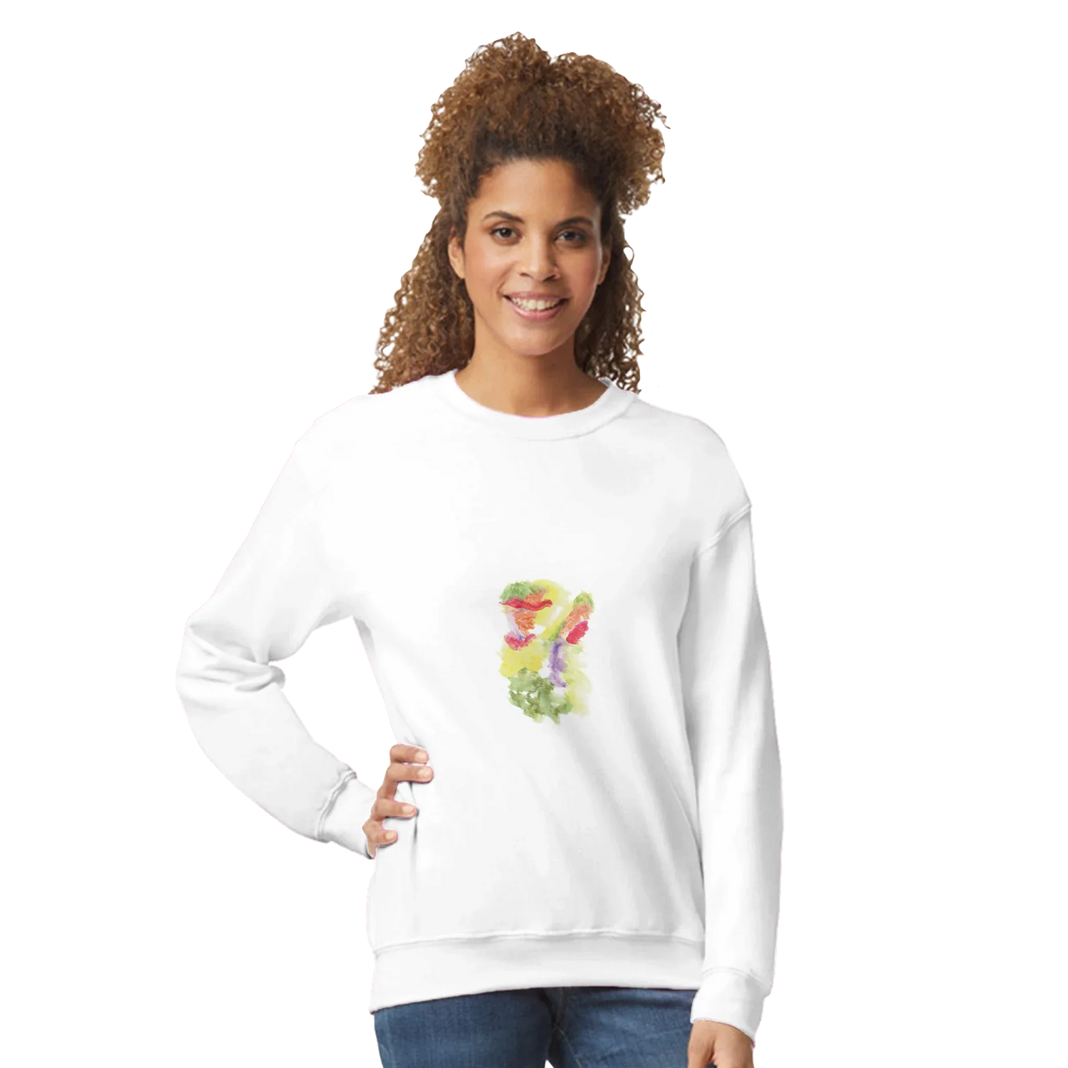 Sweatshirt Unisexe Classique Eclosion Chromatique – Impression Artistique Multicolore | Premium Cotton Blend - Laure Leprince - Artiste Peintre