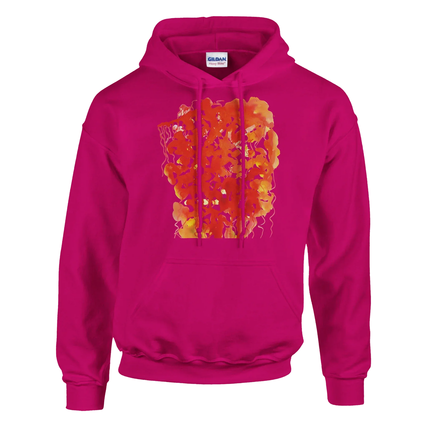 Sweat à capuche unisexe artistique Eclats Corail Gildan® 18500 White - Laure Leprince - Artiste Peintre