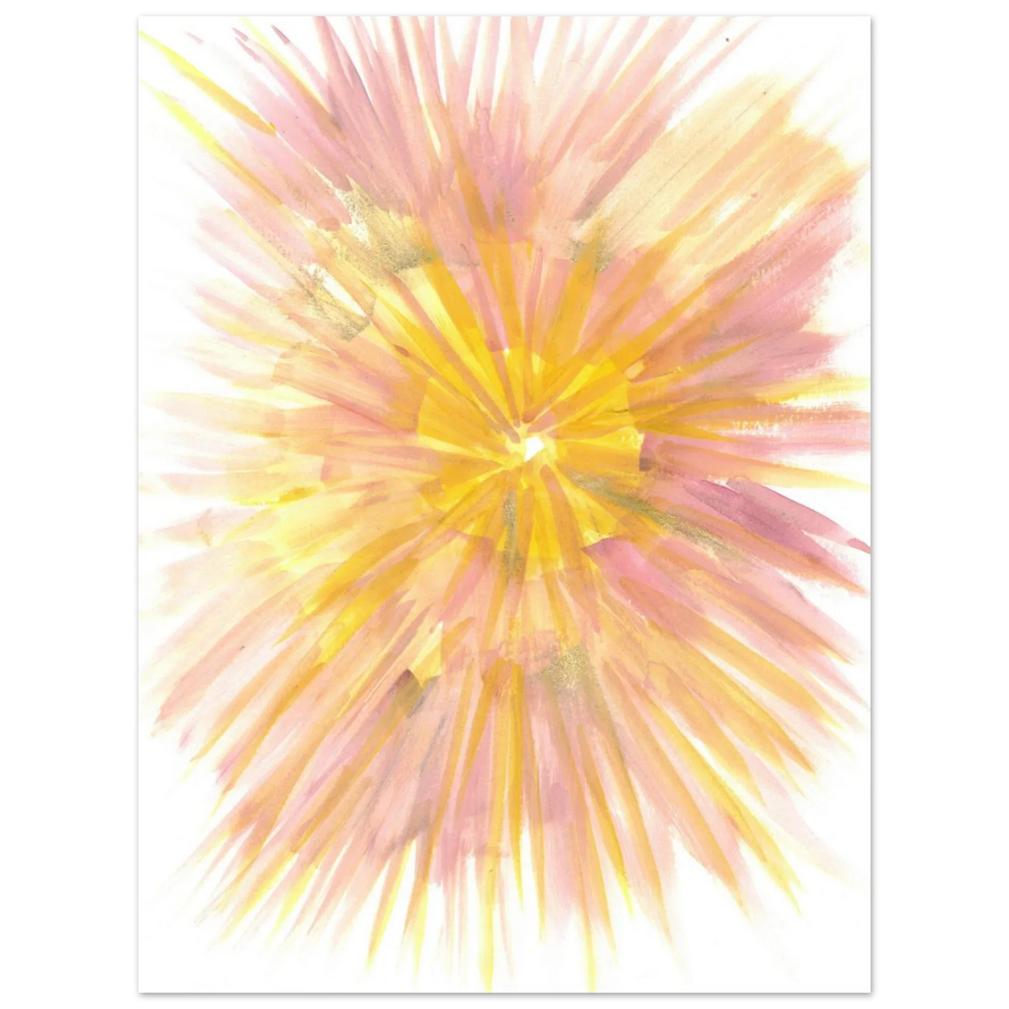 Abstract Sunrise Burst Art Print - Premium Matte Paper Poster with Dynamic Watercolor Design - Laure Leprince - Artiste Peintre