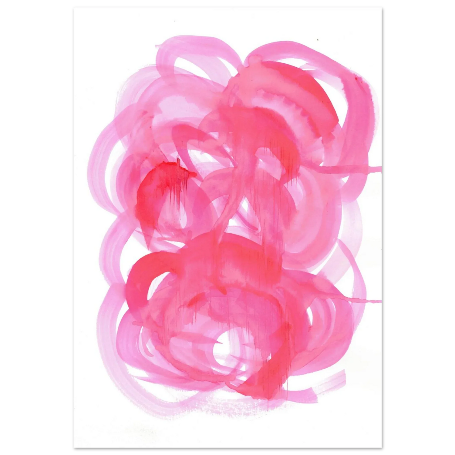 Abstract Pink Swirls Watercolor Poster - Vibrant Modern Art Print on Premium Matte Paper - Laure Leprince - Artiste Peintre