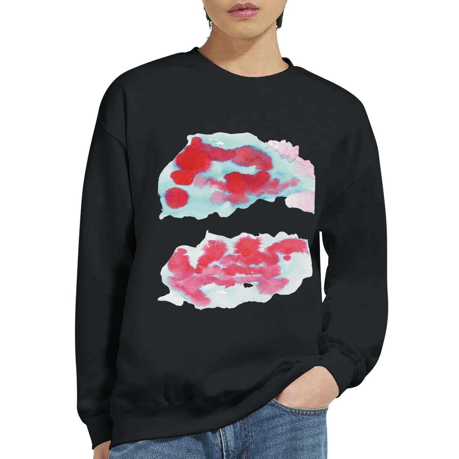 Sweatshirt Unisexe Classique Brumes Carmin – Impression Artistique Multicolore - Laure Leprince - Artiste Peintre
