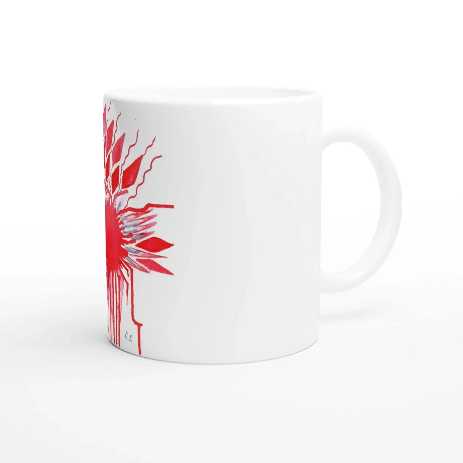 Mug en céramique blanche 325 ml Rouge – Élégance, sécurité et durabilité - Laure Leprince - Artiste Peintre