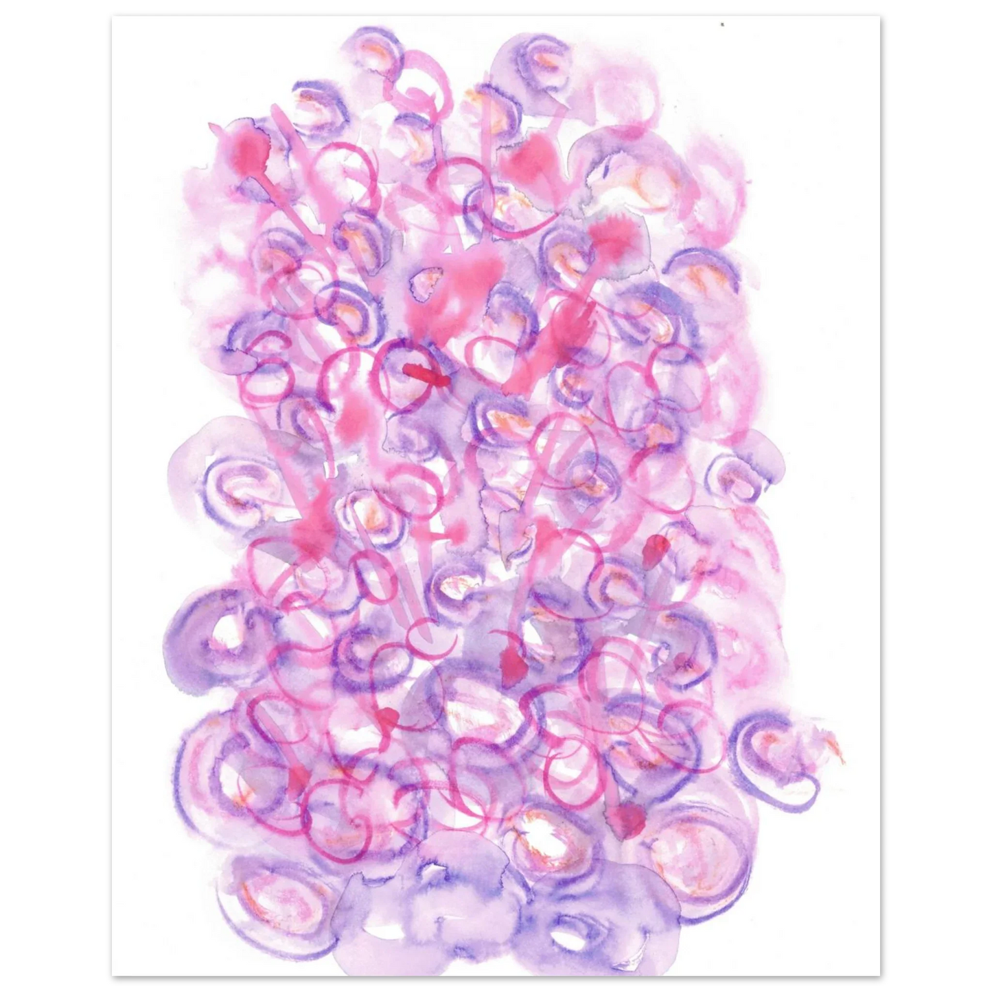 Abstract Swirls Watercolour Poster in Pink & Purple - Premium Matte Paper Art Print RDJ3-1 - Laure Leprince - Artiste Peintre