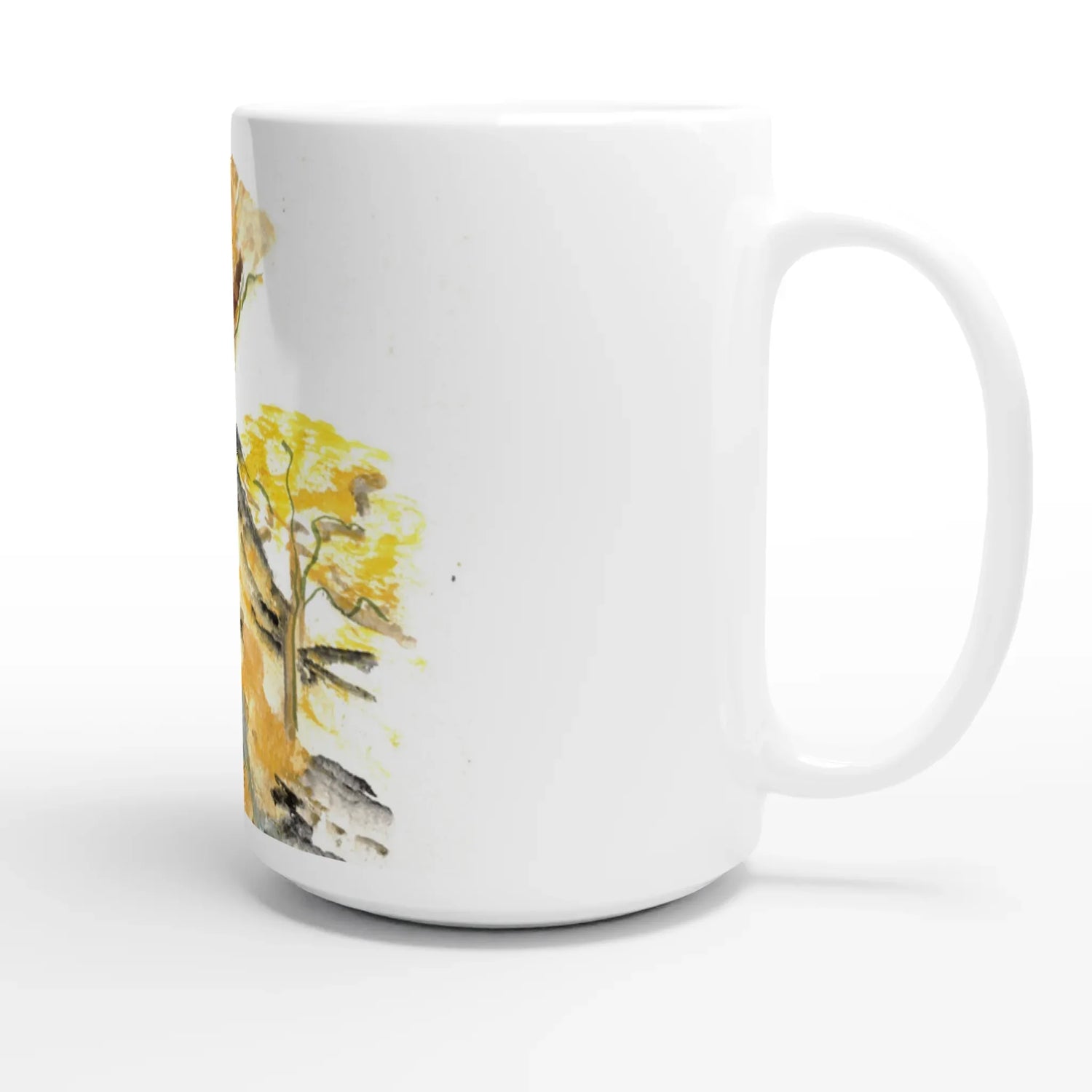 Mug en céramique blanche 44 cl Colline d'or– Grand format, design et qualité durable - Laure Leprince - Artiste Peintre