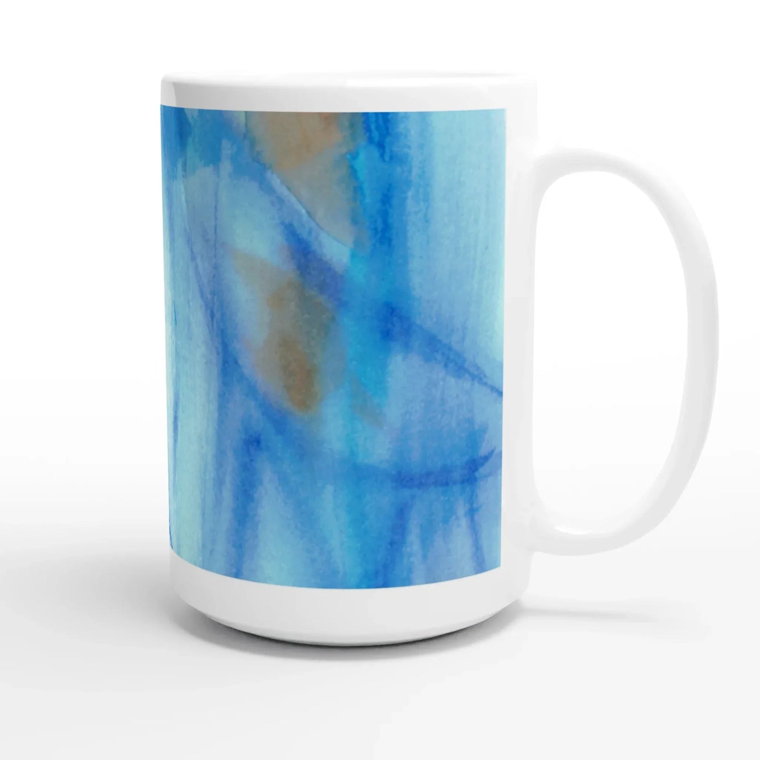 Mug en céramique blanche 44 cl Blue Sprouts– Grand format, design et qualité durable - Laure Leprince - Artiste Peintre