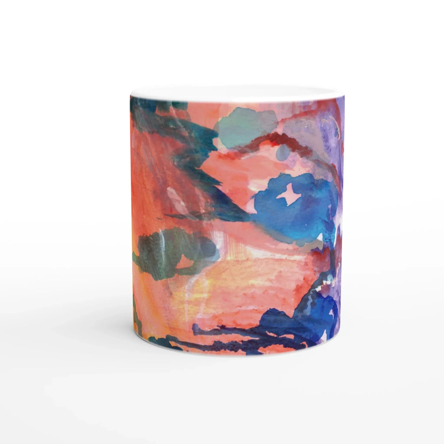 Mug Céramique Blanc 325ml Intérieur Coloré - Neon mirage Personnalisable - Laure Leprince - Artiste Peintre