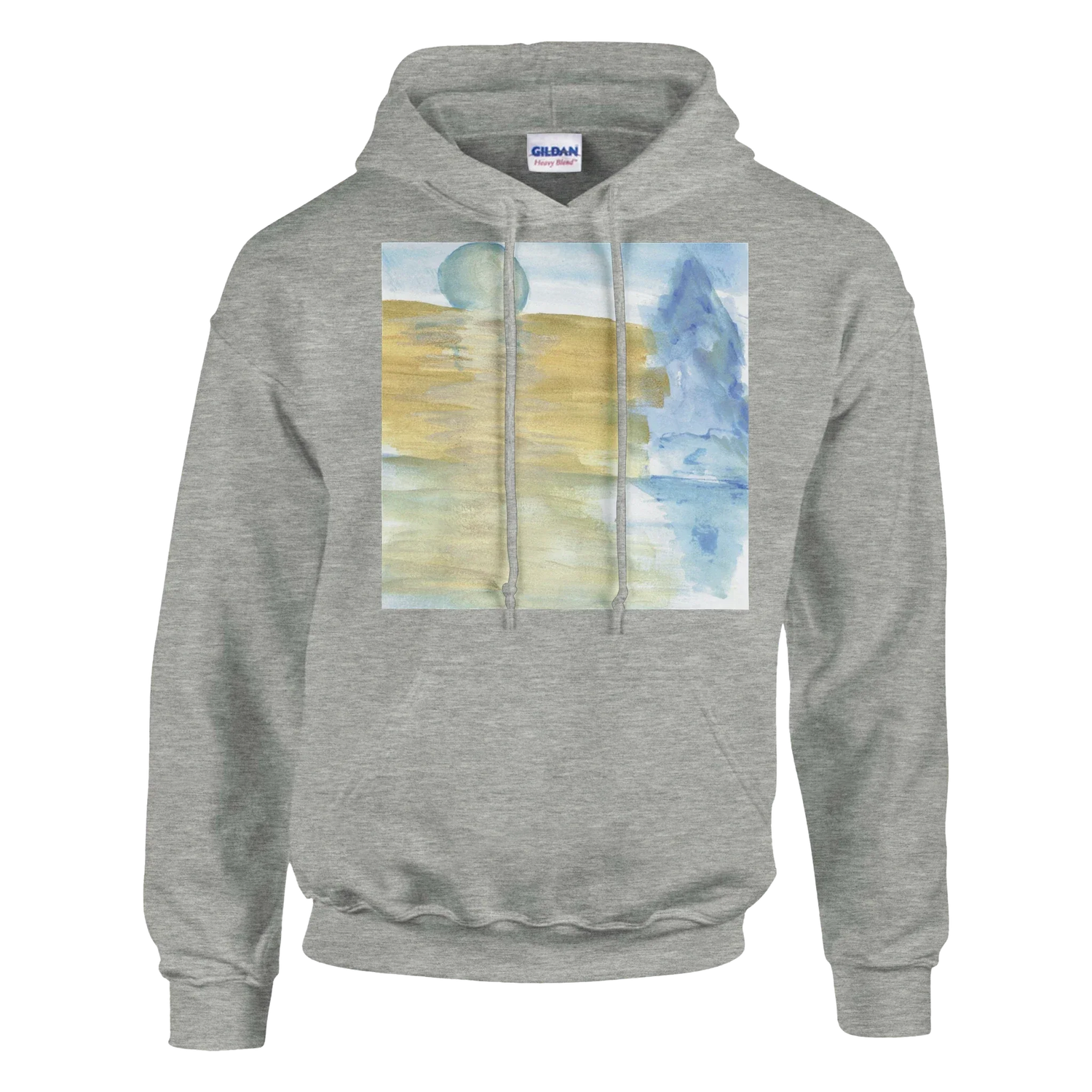 Sweat à capuche unisexe artistique Blue Horizon Gildan® 18500 White - Laure Leprince - Artiste Peintre