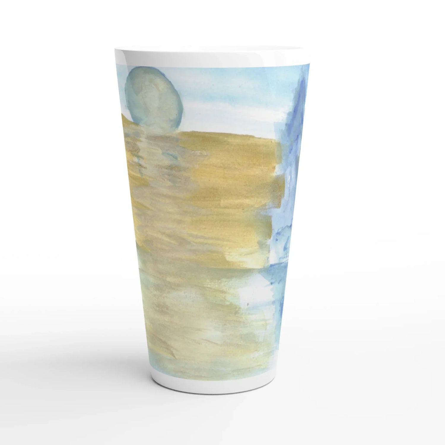 Mug à Latte en Céramique Blanche 500 ml Blue Horizon – Élégant, durable et brillant - Laure Leprince - Artiste Peintre