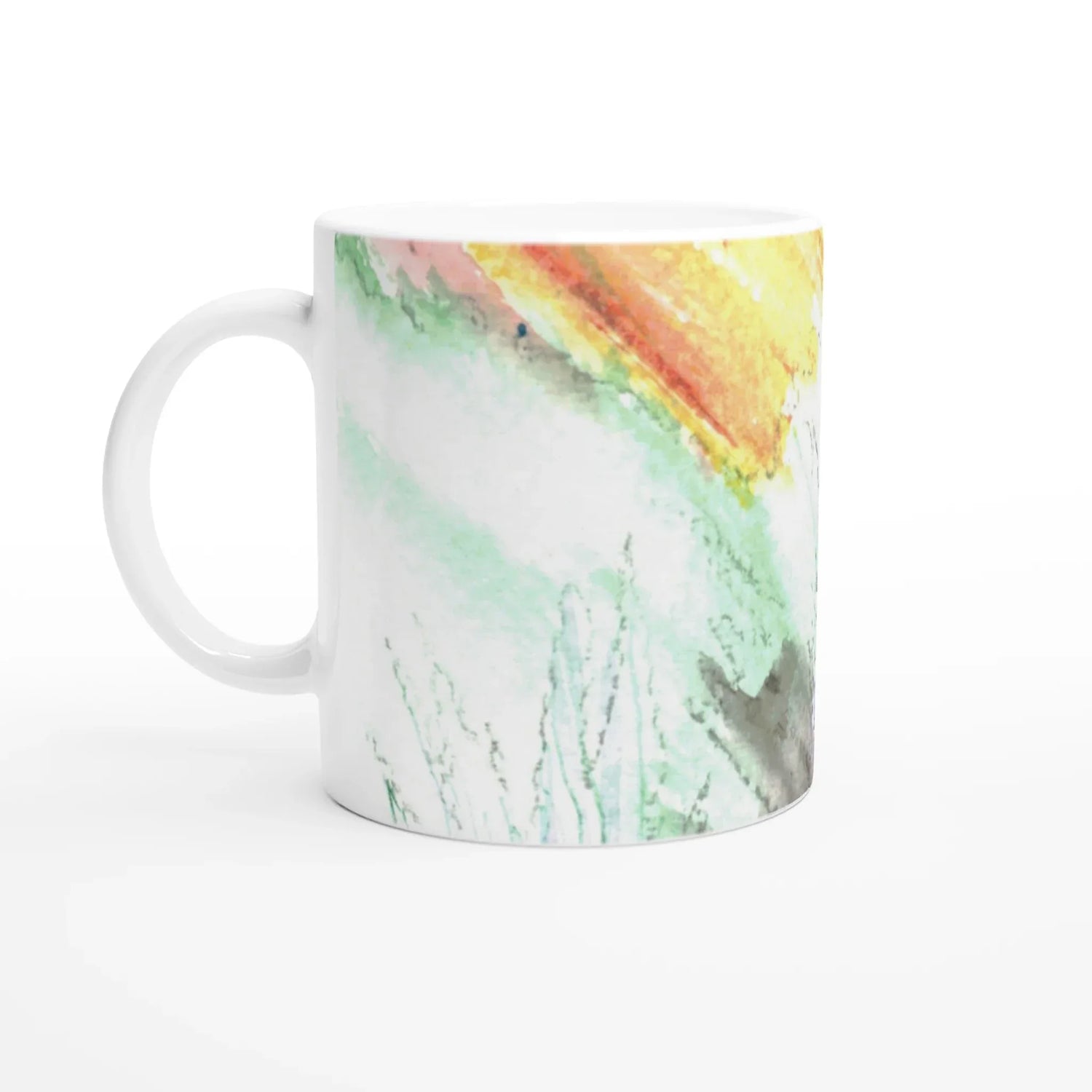 White 11oz Ceramic Mug with Color Inside Lavander Drift - Laure Leprince - Artiste Peintre