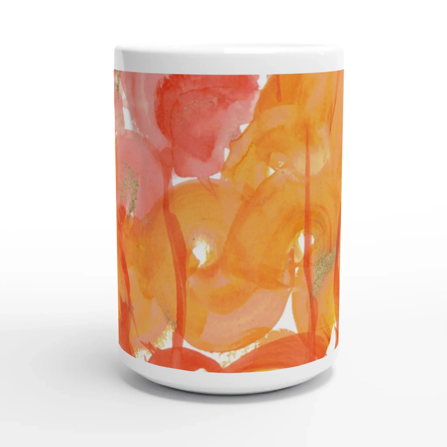 Mug en céramique blanche 44 cl Sunrice Floral – Grand format, design et qualité durable - Laure Leprince - Artiste Peintre
