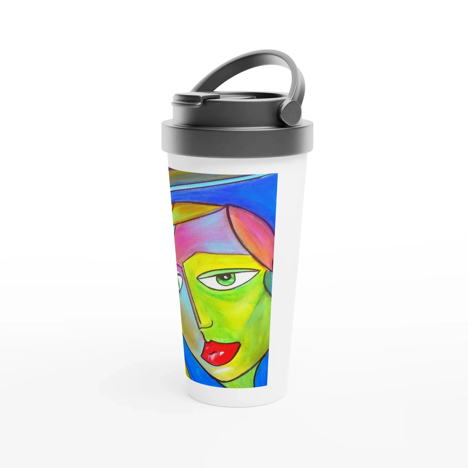 Mug de voyage blanc en acier inoxydable – 44 cl | Élégant, pratique et isotherme - Laure Leprince - Artiste Peintre