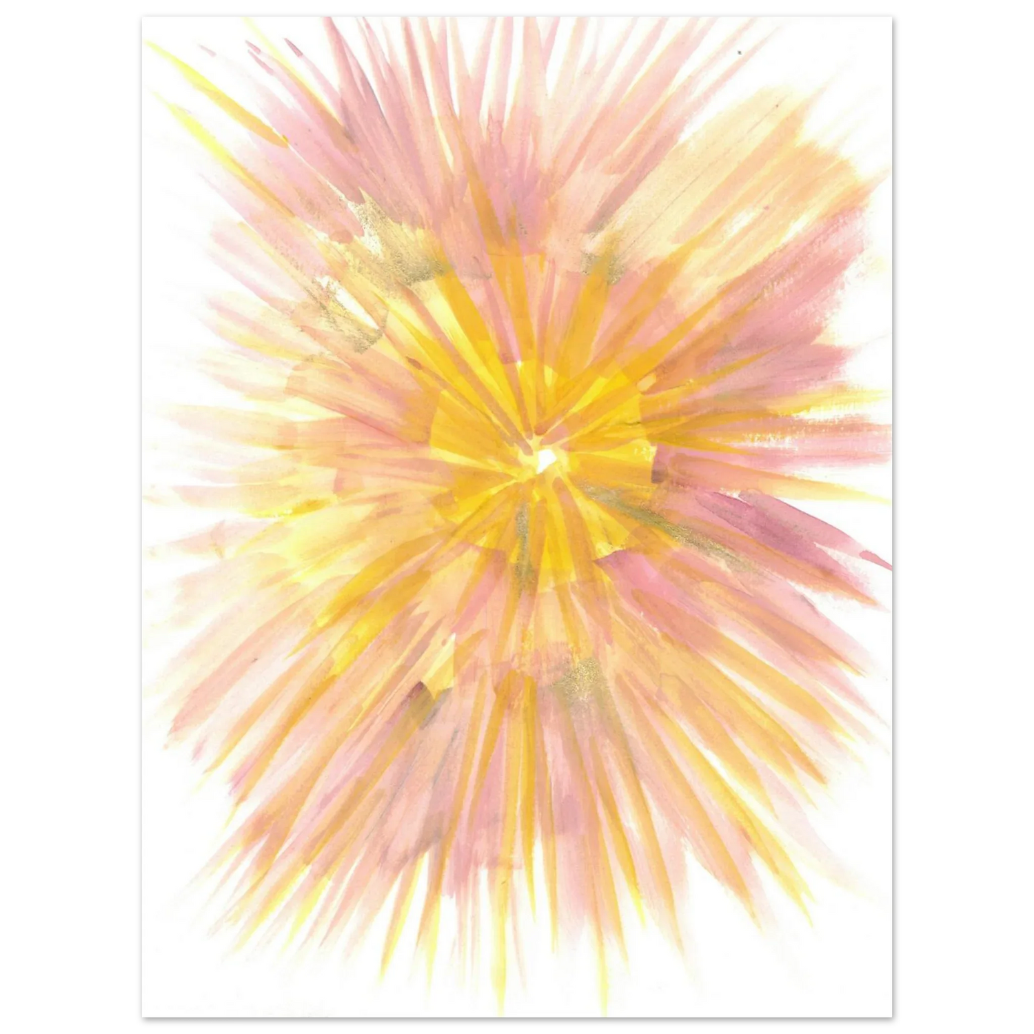 Abstract Sunrise Burst Art Print - Premium Matte Paper Poster with Dynamic Watercolor Design - Laure Leprince - Artiste Peintre