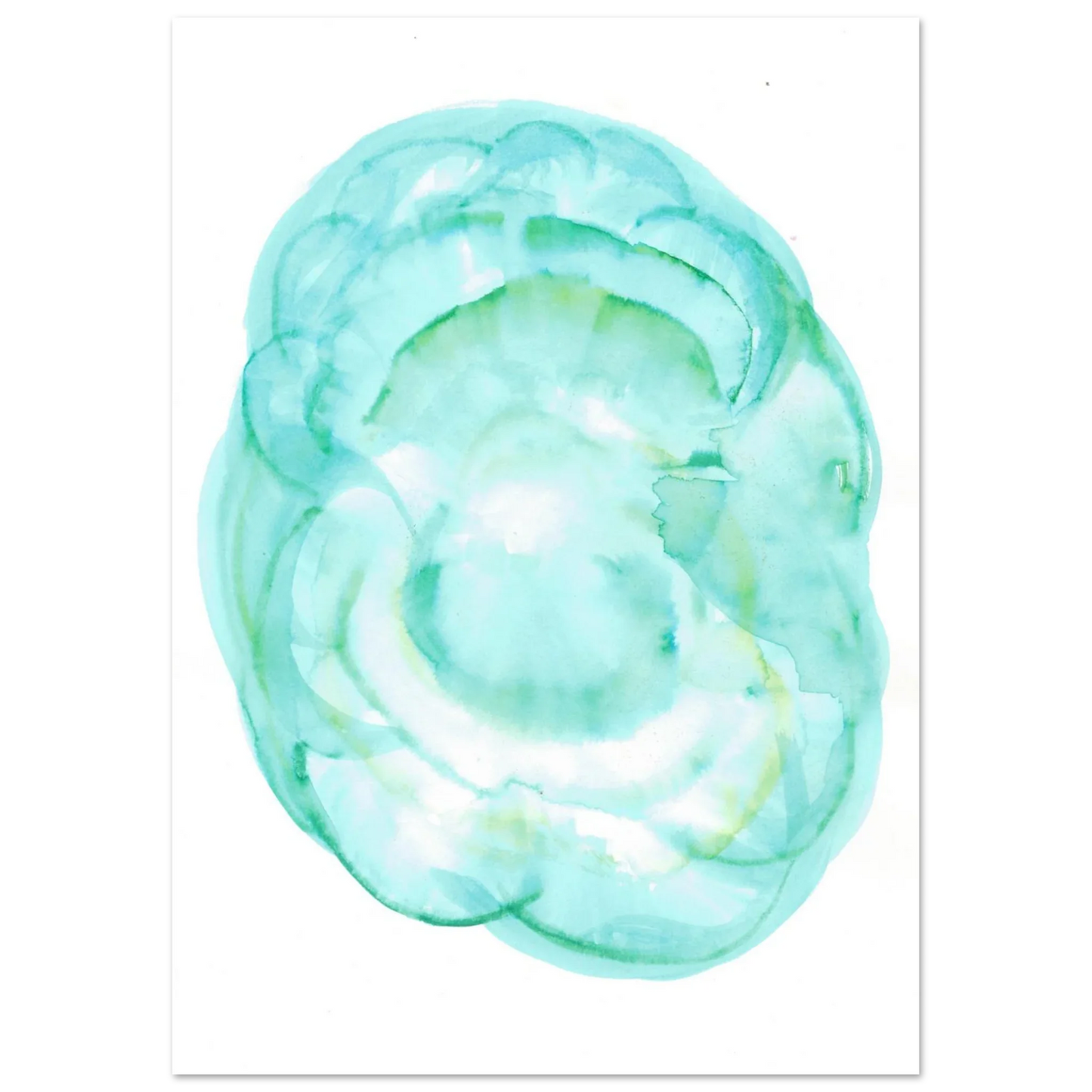 Oceanic Dream Premium Matte Poster - Serene Teal & Green Abstract Watercolor Art - Laure Leprince - Artiste Peintre
