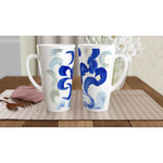 Mug à Latte en Céramique Blanche 500 ml Blue Swirls – Élégant, durable et brillant - Laure Leprince - Artiste Peintre