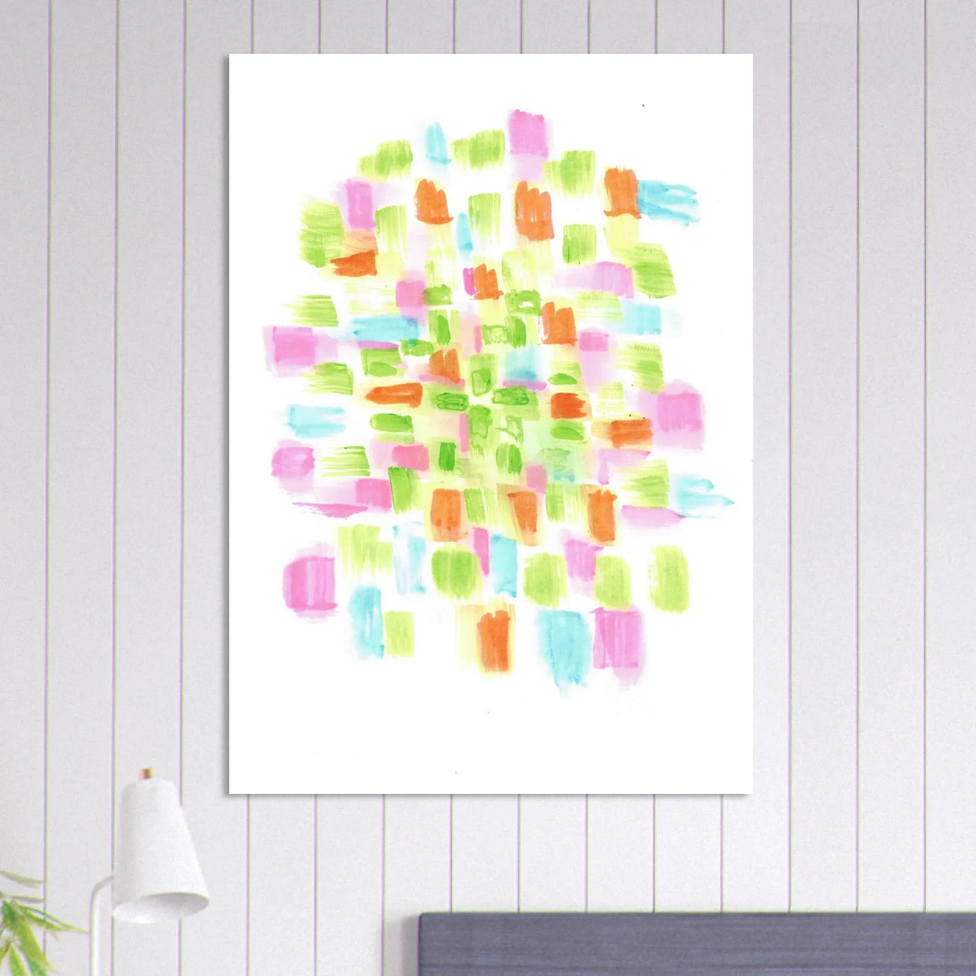 Abstract Watercolor Splash Art Print - Premium Matte Paper Poster with Vibrant Pink & Green Hues - Laure Leprince - Artiste Peintre