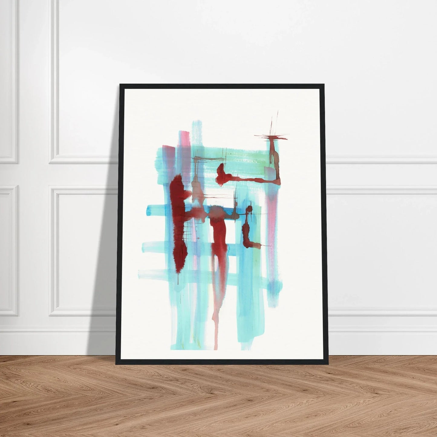 Affiche Encadrée Museum-Quality Matte Paper Wooden Framed Strutures Liquides - Laure Leprince - Artiste Peintre