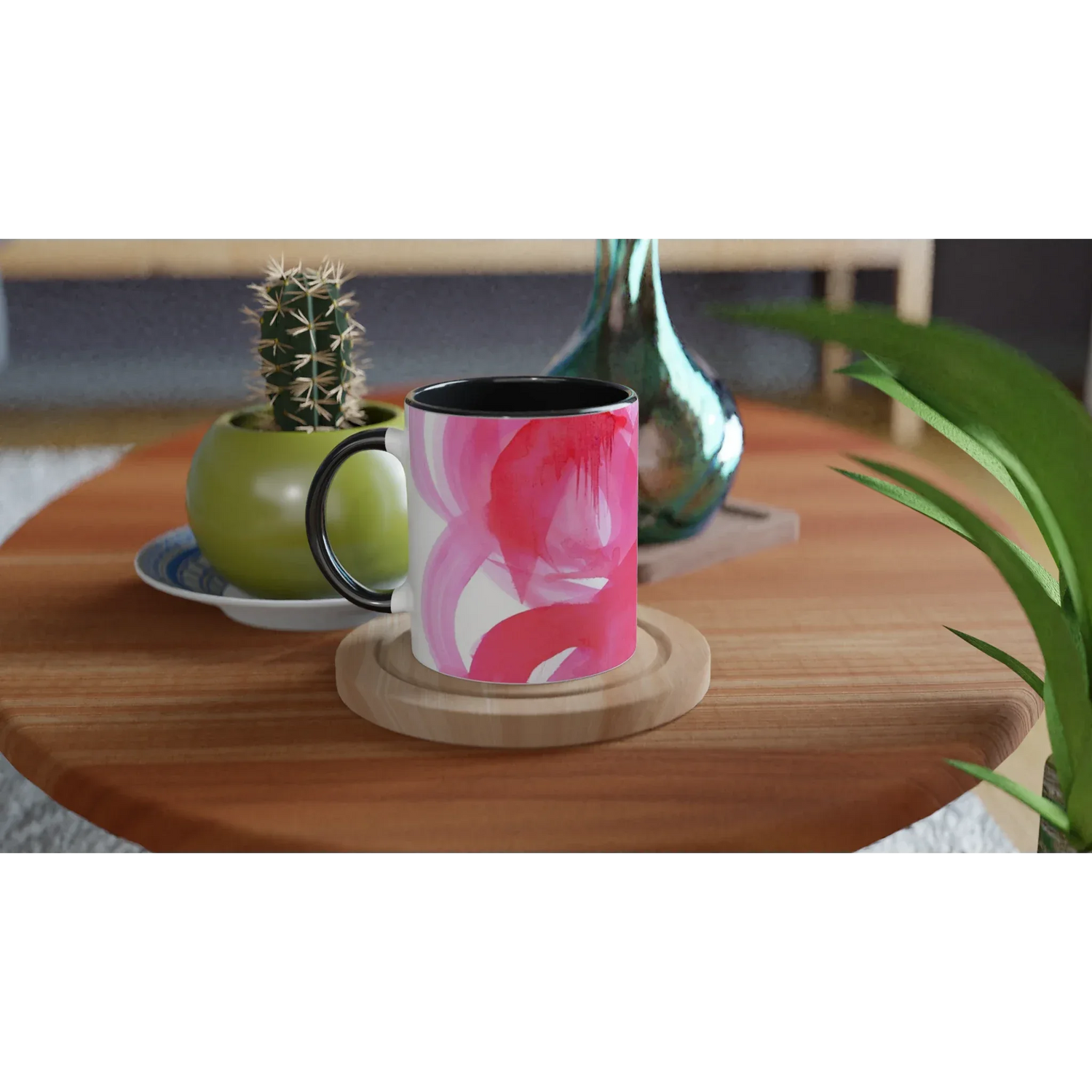 Mug Céramique Blanc 325ml Intérieur Coloré - Ruby Drift Personnalisable - Laure Leprince - Artiste Peintre