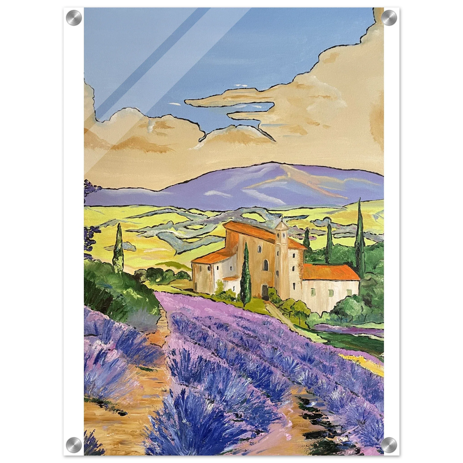 Impression sur acrylique brillante Mas en Provence | Art contemporain par Laure Leprince - Laure Leprince - Artiste Peintre
