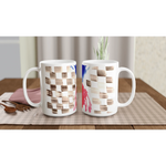 Mug en céramique blanche 44 cl damier – Grand format, design et qualité durable - Laure Leprince - Artiste Peintre