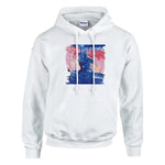 Sweat à capuche unisexe artistique Structure Carmine| Gildan® 18500 White - Laure Leprince - Artiste Peintre
