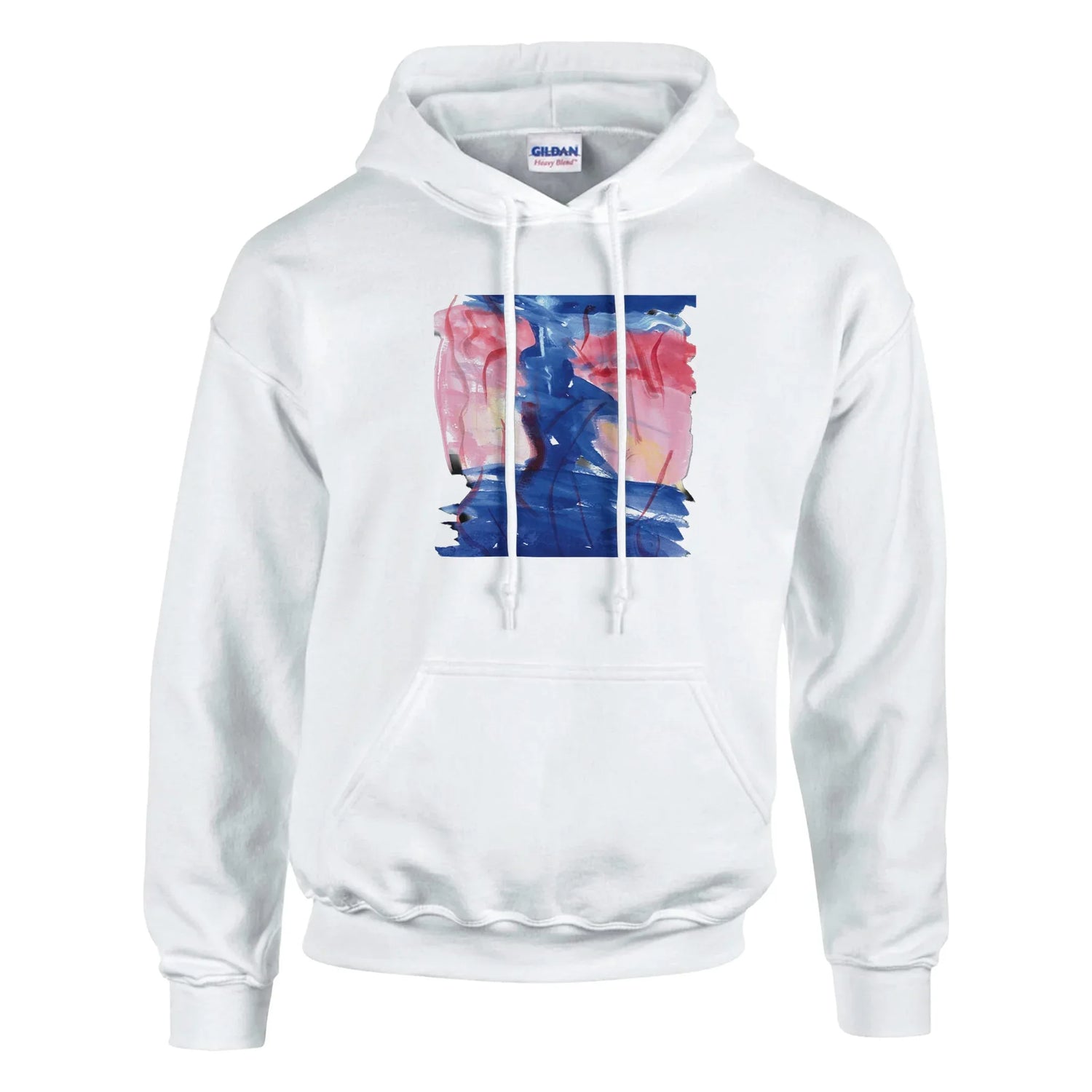 Sweat à capuche unisexe artistique Structure Carmine| Gildan® 18500 White - Laure Leprince - Artiste Peintre