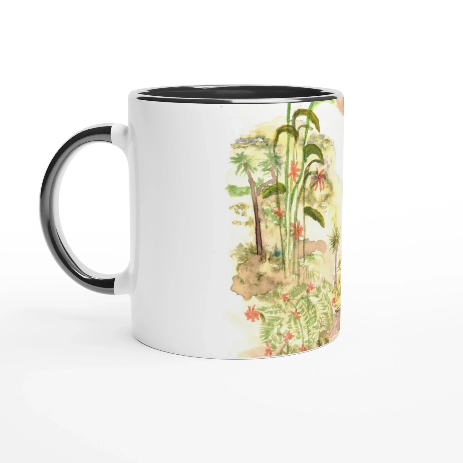 Mug en céramique blanche 325 ml Jungle – Élégance, sécurité et durabilité - Laure Leprince - Artiste Peintre