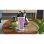 Mug de voyage isotherme 450 ml (15 oz) Floraison Intime - Étanche, réutilisable et design artistique - Laure Leprince - Artiste Peintre