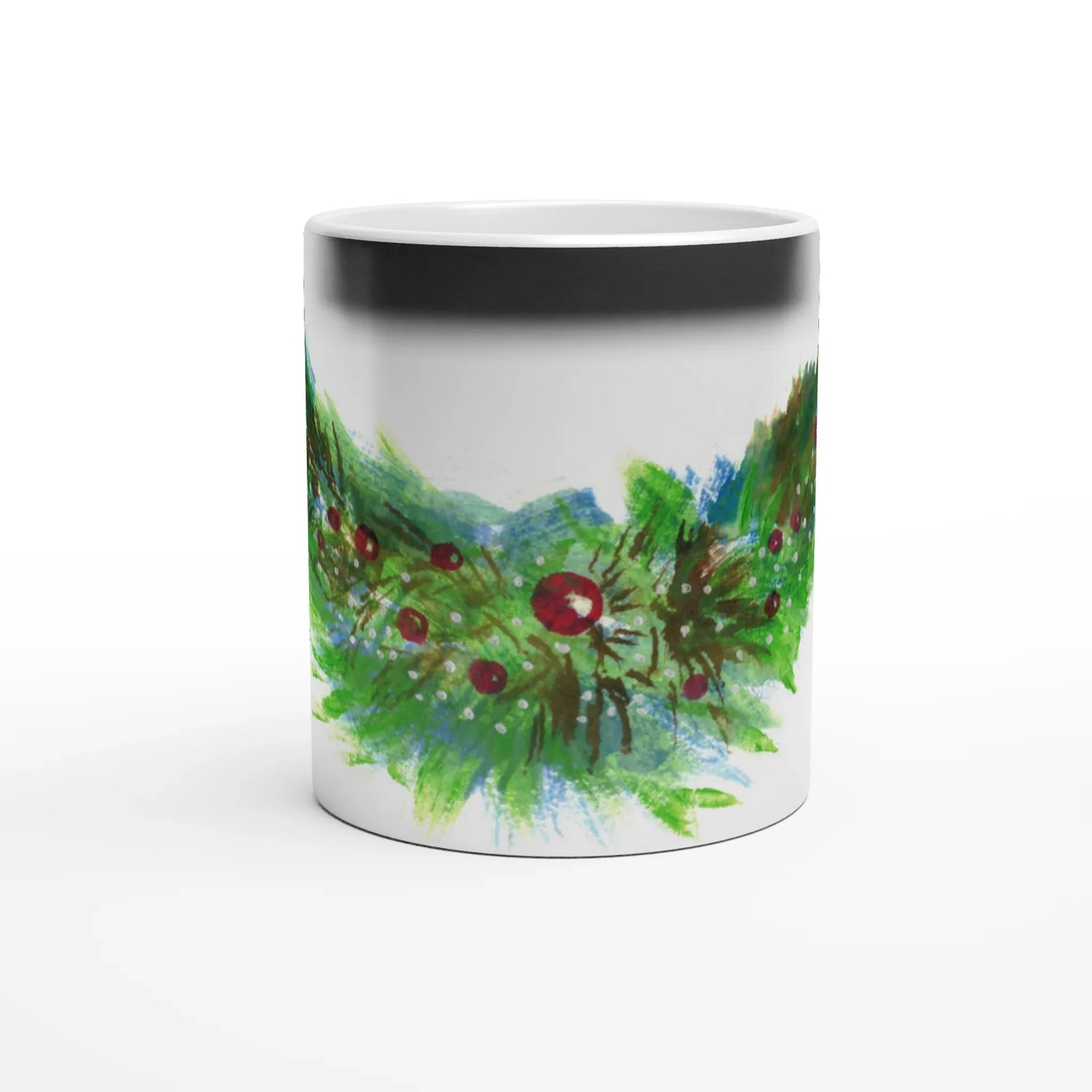 Mug magique en céramique 325 ml Guirlande verte – Révèlez votre motif à la chaleur - Laure Leprince - Artiste Peintre