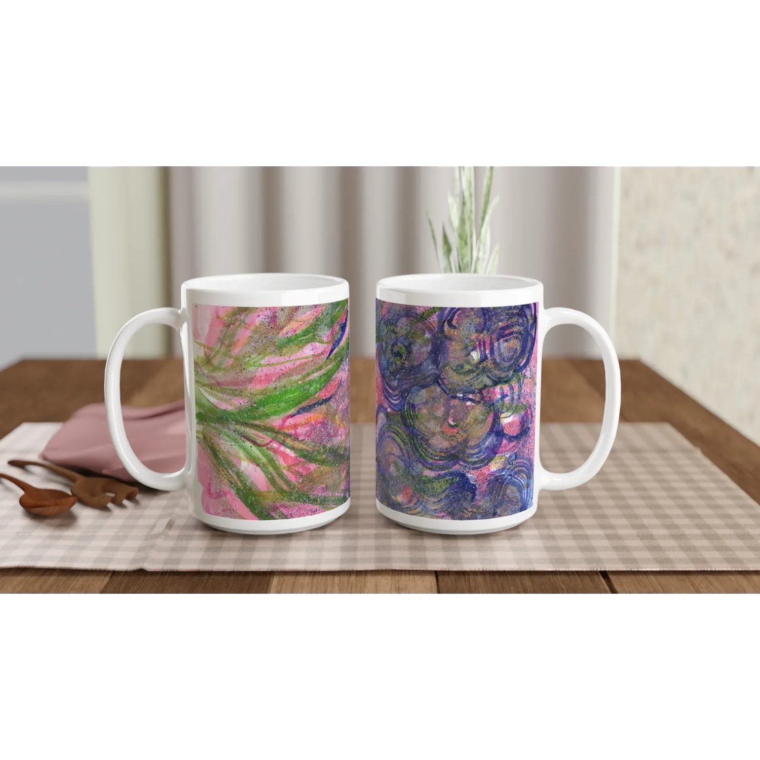 Mug en céramique blanche 44 Bloom Vortex – Grand format, design et qualité durable - Laure Leprince - Artiste Peintre