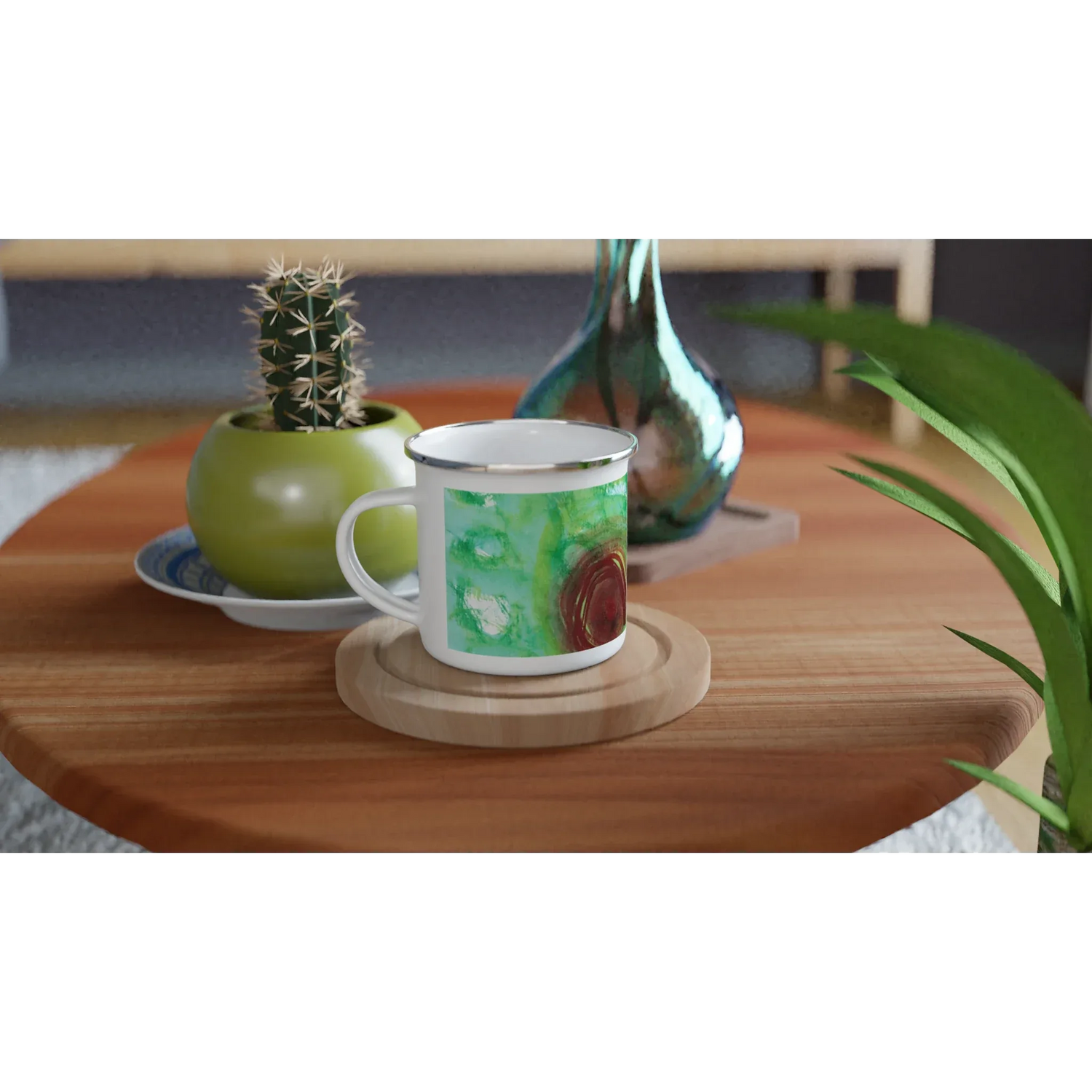 Mug en émail blanc 35 cl City Green Echo – Léger, vintage et résistant - Laure Leprince - Artiste Peintre