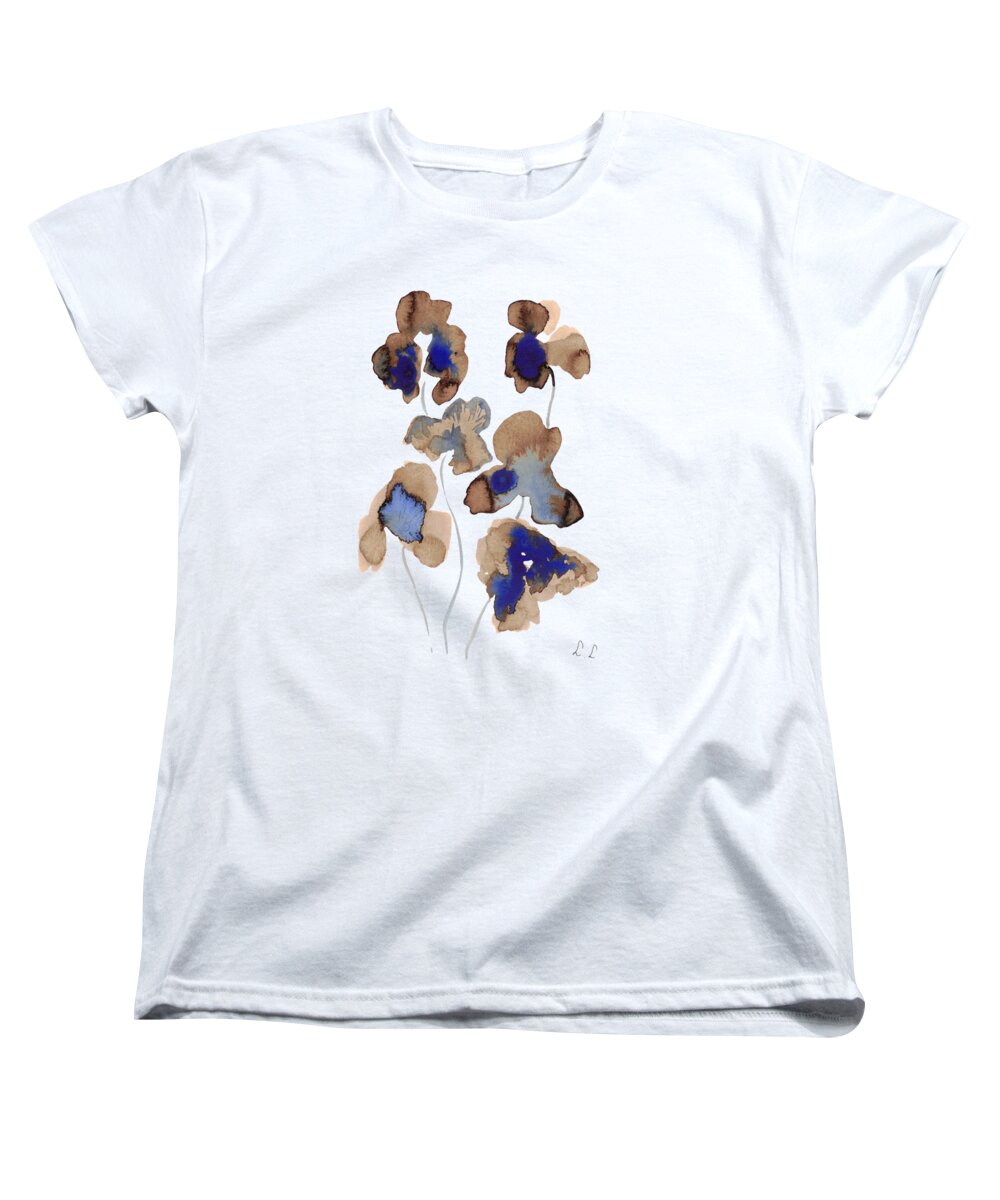 Abstract Blue and Brown Flowers - Women's T-Shirt (Standard Fit)
